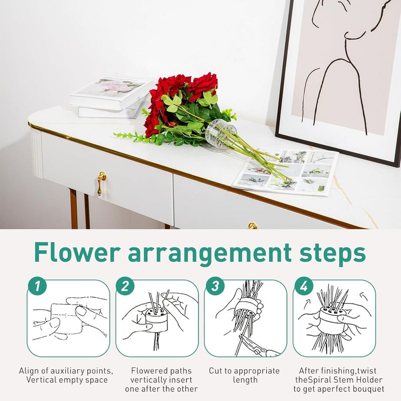 cedarol Spiral Ikebana Stem Holder,2PCS Spiral stem Holder for Flowers, Spiral DIY Bouquet Twister Flower Arrangement Holder(Transparent Large+Smal) - Image 5